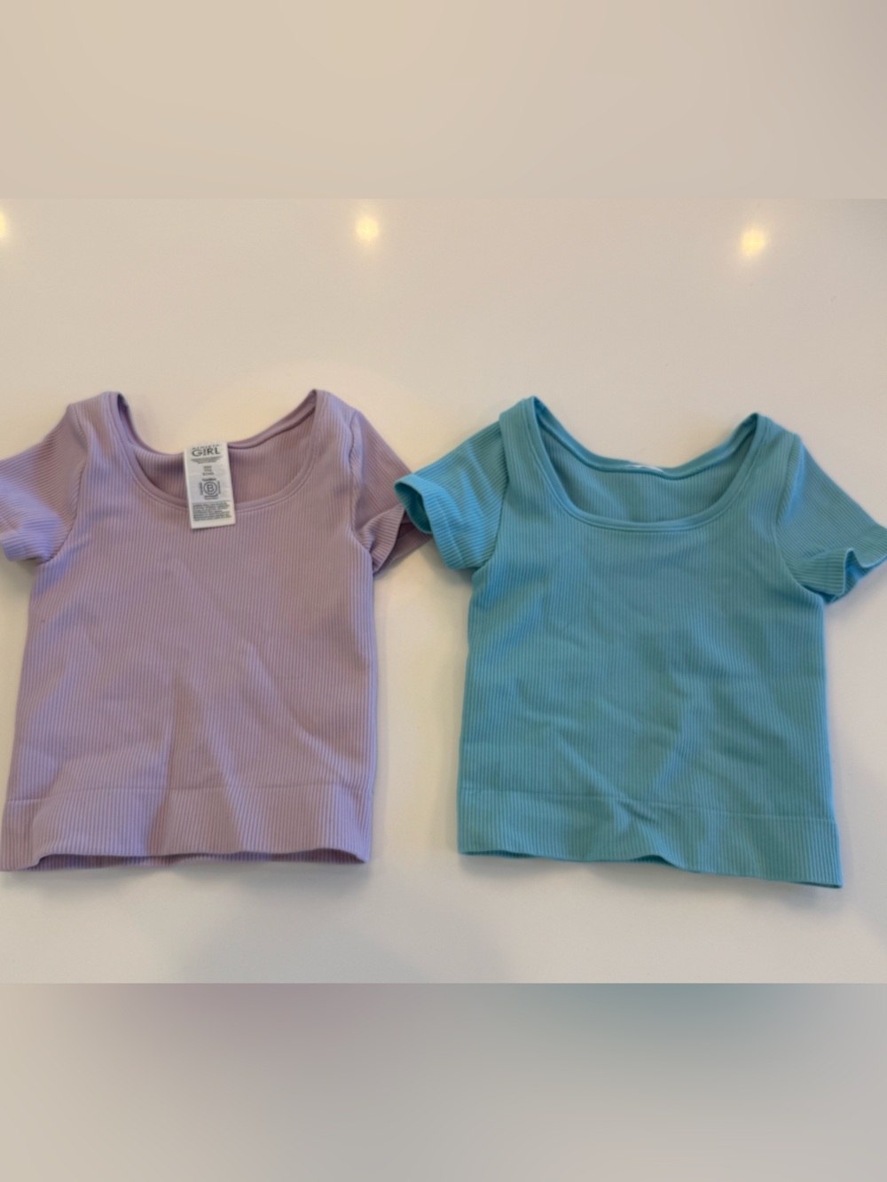 Athleta Girl Girls Ribbed Scoop Neck Tee - Lavender and Teal